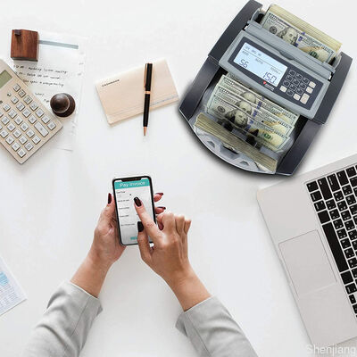 Máquina contadora de dinero de carga superior con detección dual de billetes, mezcla de valores y conteo de efectivo